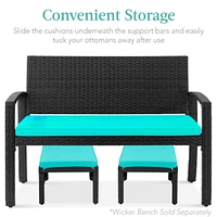 Best Choice Products Set of 2 Multipurpose Patio Wicker Ottomans w/ Removable Cushions, Steel Frame