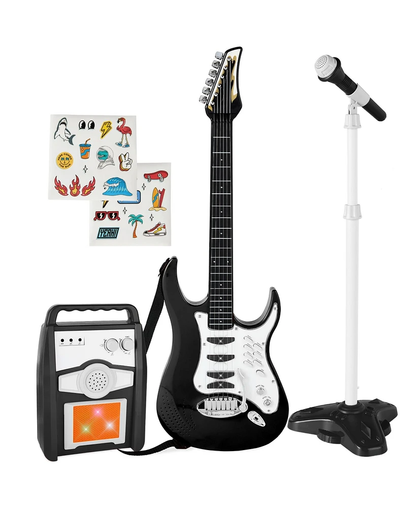 Best Choice Products Kids Electric Musical Guitar Toy Play Set w/ 6 Demo Songs, Whammy Bar, Microphone, Amp, Aux