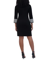 Jessica Howard Women's Cowl-Neck Contrast-Trim Sweater Dress