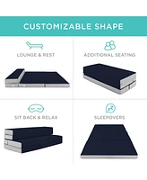 Best Choice Products 4in Thick Folding Portable Midnight Blue Mattress Topper w/ Carry Case