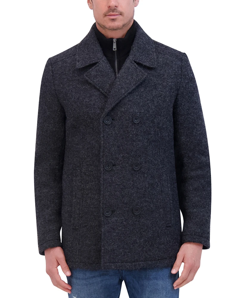 Kenneth Cole Men's Boucle Double Breasted Peacoat