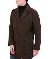 Kenneth Cole Men's Brush Houndstooth Textured Topcoat with Removable Bib