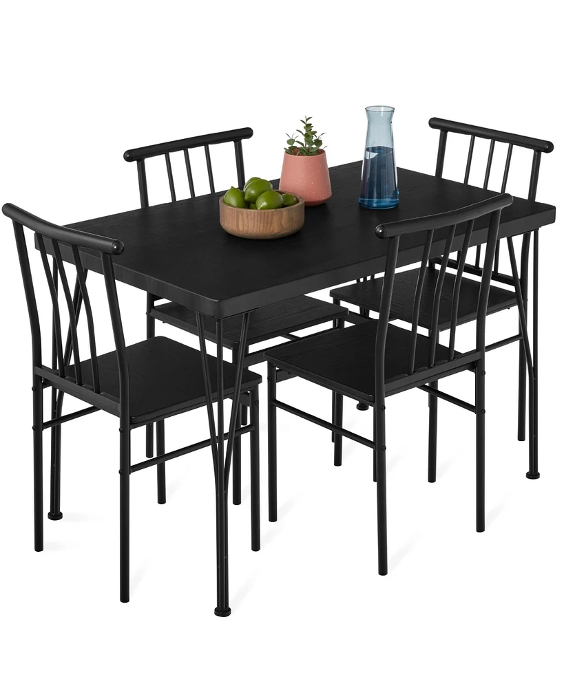 Best Choice Products 5-Piece Indoor Modern Metal Wood Rectangular Dining Table Furniture Set w/ 4 Chairs