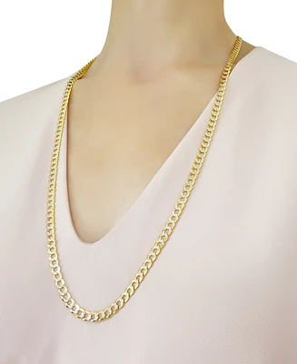 30" Two-Tone Open Curb Chain Necklace (5-3/4mm) in Solid 14k Gold & White Gold - Two