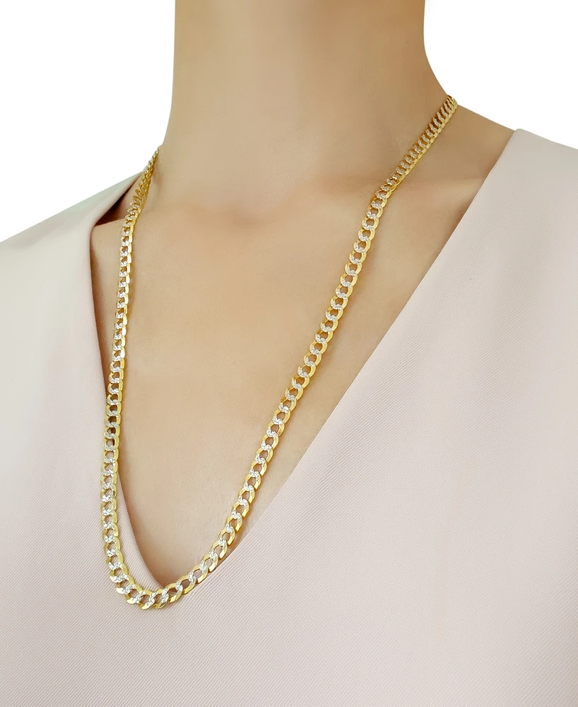 26" Two-Tone Open Curb Chain Necklace (5-3/4mm) in Solid 14k Gold & White Gold - Two