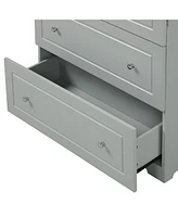 Slickblue Wide Grey Bathroom Storage Cabinet – Freestanding Mdf with Painted Finish, Two Drawers & Adjustable Shelf