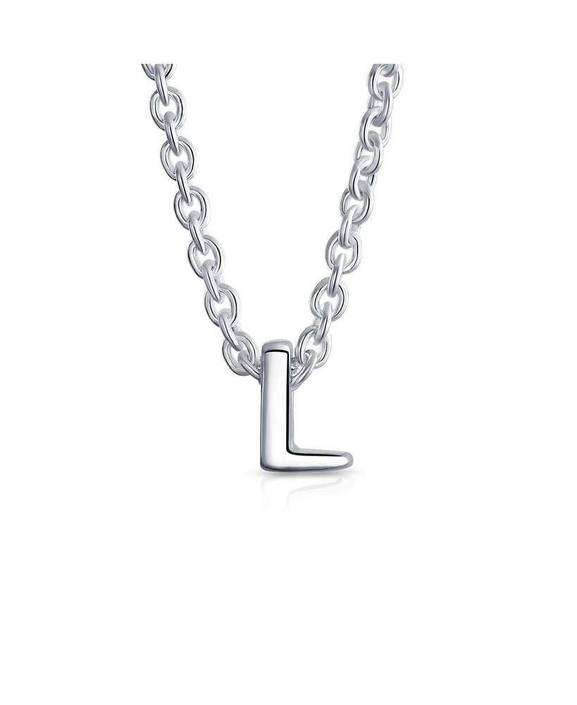 Bling Jewelry Tiny Block Letter Alphabet Initial A-z Dainty Pendant Necklace .925 Sterling Silver