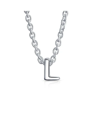 Bling Jewelry Tiny Block Letter Alphabet Initial A-z Dainty Pendant Necklace .925 Sterling Silver