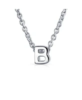 Bling Jewelry Tiny Block Letters Alphabet Pendant 925 Sterling Silver Initial Necklace For Women