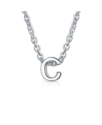 Bling Jewelry Tiny Block Letters Alphabet Pendant 925 Sterling Silver Initial Necklace For Women