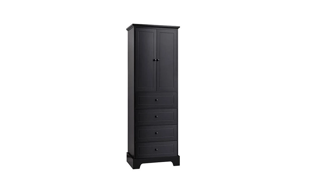 Slickblue Storage Cabinet with 2 Doors and 4 Drawers for Bathroom, Office, Adjustable Shelf