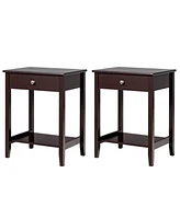 Gymax 2PCS Nightstand Sofa Side End Table Bedroom Living Room w/ Shelf Drawer