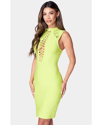 bebe Women's Lace Up Bandage Dress