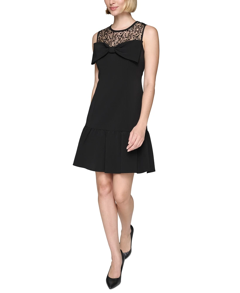 Karl Lagerfeld Paris Women's Lace-Yoke Drop-Waist Dress