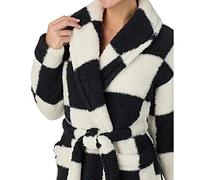 Sanctuary Women's Belted Checkered Fleece Robe