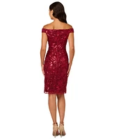 Adrianna Papell Women's Off-The-Shoulder Sequin Sheath Dress