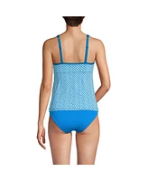 Lands' End Women's Chlorine Resistant Smoothing Control Mesh High Neck Tankini Swimsuit Top