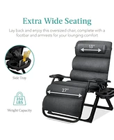 Best Choice Products Oversized Zero Gravity Chair, Folding Recliner w/ Removable Cushion, Side Tray