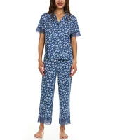 Flora by Nikrooz Women's Janelle Notch Top and Capri Pajama Set