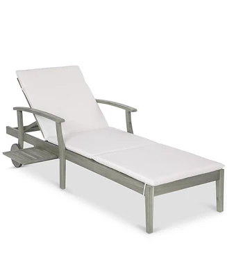 Best Choice Products 79x26in Acacia Wood Outdoor Chaise Lounge Chair w/ Adjustable Backrest, Table, Wheels