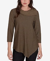 Ruby Rd. Petite Split Cowl Neck Textured Herringbone Jacquard Knit Top