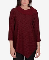 Ruby Rd. Petite Split Cowl Neck Textured Herringbone Jacquard Knit Top