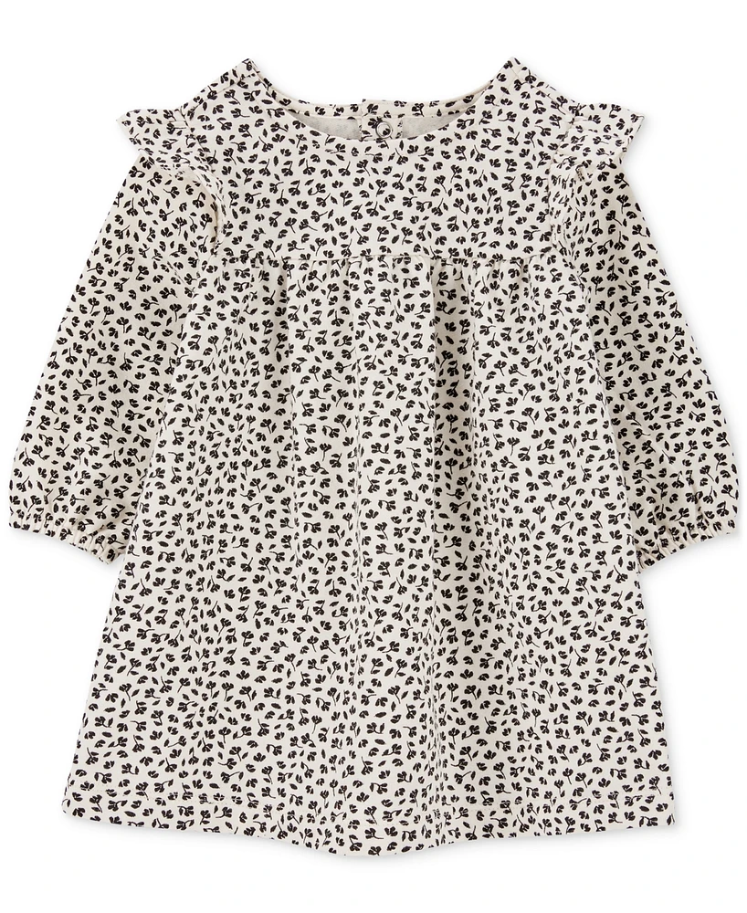 Carter's Baby Girls Floral-Print Fleece Flutter-Trim Dress