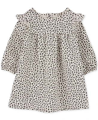 Carter's Baby Girls Floral-Print Fleece Flutter-Trim Dress