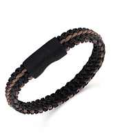 Rhona Sutton Gunmetal Brown Cord with Chain Stainless Steel Bracelet