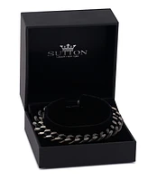 Rhona Sutton Black Silver Curb Chain Stainless Steel Bracelet