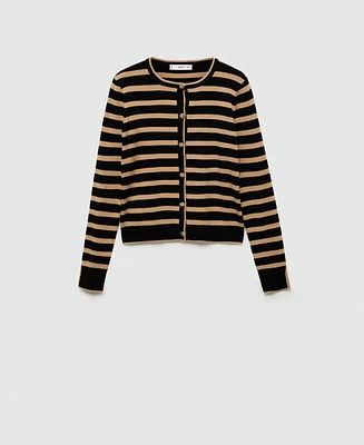 Mango Women's Stripped Knit Cardigan Sweater