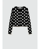 Mango Women's Polka-Dot Knitted Cardigan Sweater