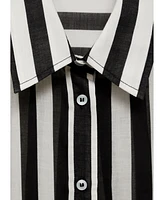 Mango Women's Semi-Transparent Striped Cotton Shirt