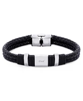 Rhona Sutton Silver Dad Twin Leather Stainless Steel Bracelet