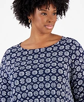 Jm Collection Plus Geo-Print Swing Top, Created for Macy's