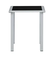 vidaXL Patio Table Black and Silver 16.1"x16.1"x17.7" Steel and Glass