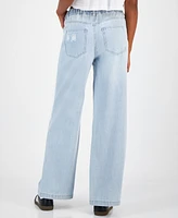 Indigo Rein Juniors' Cotton Wide-Leg Drawstring Jeans