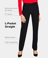 I.n.c. International Concepts Women's Mid-Rise L-Pocket Straight-Leg Pants, Regular, Long & Short Lengths, Created for Macy's