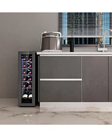 Jinjunye 12 Bottle Compressor Wine Cooler, Wine Fridge Small, 41-64°F, Freestanding Wine Cooler Refrigerator with Digital Temperature Control, Wi