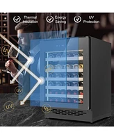 Jinjunye 24Inch Wine Cooler Refrigerator, 52 Bottle Wine Fridge Digital Temperature Control, Built