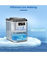 Jinjunye Nugget Ice Maker Countertop, 38LBS/Day, Self Cleaning, Soft Chewable Pellet Ice Machine, Portable Crushed Ice Makers for Home, Kitchen,Office