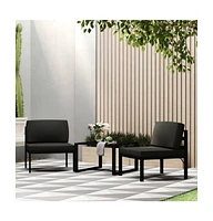 vidaXL 3 Piece Patio Sofa Set with Cushions Aluminum Anthracite