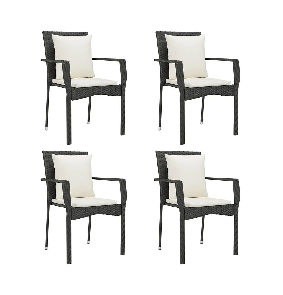 vidaXL Patio Chairs with Cushions 4 pcs Poly Rattan