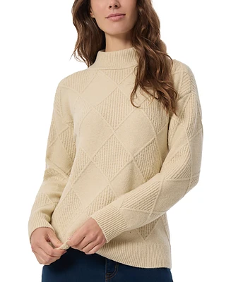 Jones New York Women's Diamond-Stitch Mock-Neck Sweater