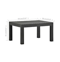 vidaXL Patio Table Anthracite 22.8"x22.8"x16.1" Pp Rattan