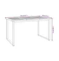 vidaXL Patio Table with U-shaped Legs 55.1"x31.5"x29.5" Solid Wood Acacia