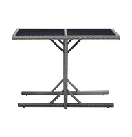 vidaXL Patio Table Anthracite 43.3"x20.9"x28.3" Glass and Poly Rattan