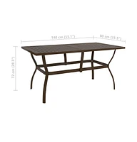 vidaXL Patio Table Brown 55.1"x31.5"x28.3" Steel