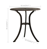 vidaXL Patio Table Bronze 24.4"x24.4"x25.6" Cast Aluminum