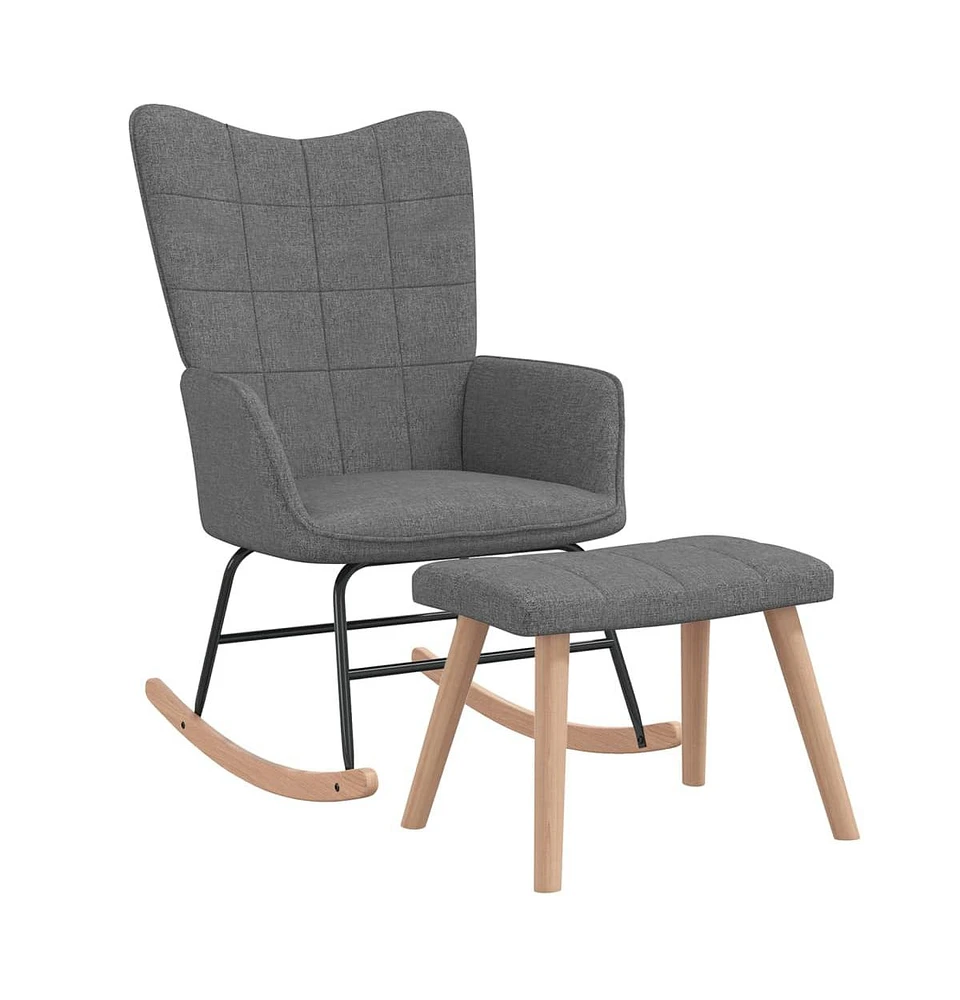 vidaXL Rocking Chair with a Stool Dark Gray Fabric